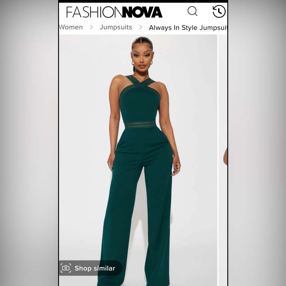 Fashion Nova Teal Cross-Neck Jumpsuit